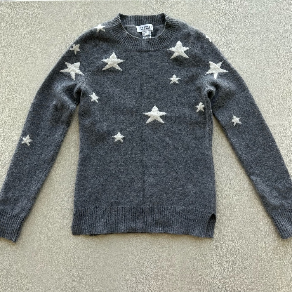 Barneys New York Grey Cashmere Sweater
